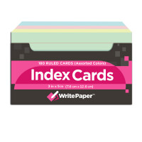 凯萨(KAISA)索引卡四色180张美式Index Cards分类标签办公卡片纸便签卡记录卡