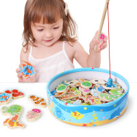 铭塔钓鱼游戏儿童玩具 磁性木制质婴儿宝宝童男孩女孩 早教启蒙桶装