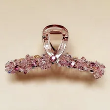 左欧水晶抓夹女高级感新款重工水钻发夹后脑勺盘发鲨鱼夹子大号头发抓 粉紫色水晶13cm