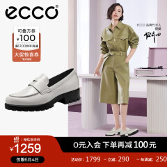 爱步（ECCO）【明星同款】乐福鞋女 百搭牛皮厚底粗跟英伦风单鞋女 摩登490013 石灰色49001301378 35