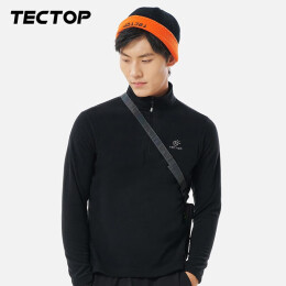 探拓（TECTOP）抓绒衣男女立领打底衫加厚保暖卫衣冲锋衣内胆保暖衣服 男款黑色 XL