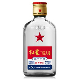 红星二锅头 小二白扁56度100ml单瓶 清香型高度白酒