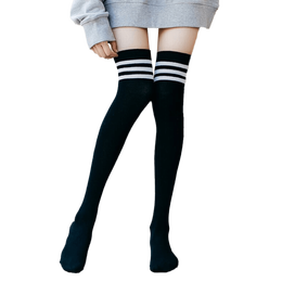 浪莎长筒袜女2条韩版过膝袜子女学院风日系高筒半截美腿长靴袜 全黑2