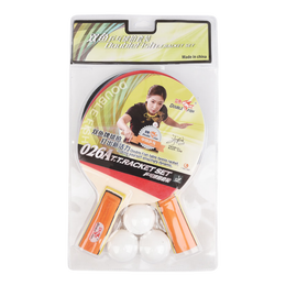 双鱼乒乓球拍直拍双拍套装 初学者兵兵球拍2只装附3球 026A 