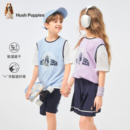 hush puppies 暇步士 儿童运动风圆领短袖 凝香紫 140cm