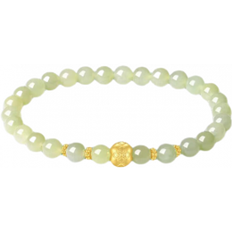 周大生和田玉手串女款足金镶嵌晴水玉喜柿莲莲手链送女友送妈妈生日礼物 喜柿连连足金手串（约0.3g）