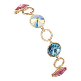 XUPING旭平首饰仿水晶手链 环环相扣 女生轻奢感宴会穿搭送生日礼物 4号色-彩色 约16+3cm