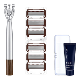 DEATKN【百万热销|防刮净剃】德国剃须刀手动男士防刮伤2025新款八层刀片硬胡子专用高端旅行便携款刮胡刀修脸 德国【八层刀头】1刀架+6个刀头+剃须膏+收纳盒