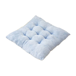 毛绒棉纯色坐垫牛奶绒防滑椅子垫久坐屁股垫家用板凳子垫 【淡雅蓝】 饱满支撑/舒享护腰【防滑底+固定绑带】 40*40cm