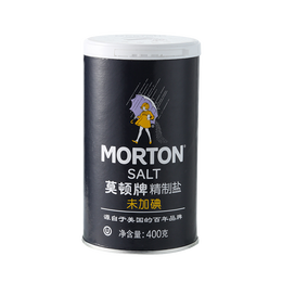 莫顿(morton)中盐莫顿 盐 无碘盐精制盐调料 食盐盐巴400g罐装