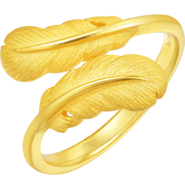 周生生 足金爱情密语系列羽毛黄金戒指 89738r计价 11圈3.45克