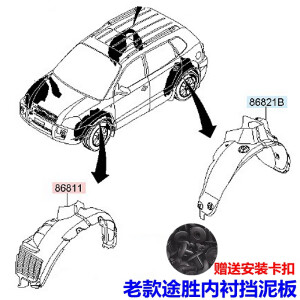 墨比适用现代老款途胜前轮内衬轮胎挡泥板05-14款叶子板内衬后内衬板 05-14款前轮内衬左边精品