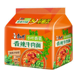 康师傅方便面 经典香菜香辣牛肉面五连包103g*5 泡面袋装速食 方便食品