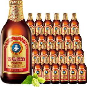 青岛啤酒（TsingTao） 金质小棕金 低温酿造 296ml*24瓶 整箱装