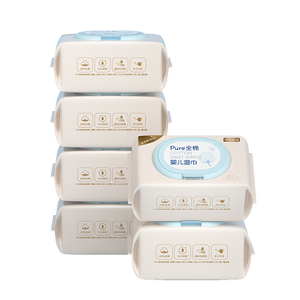 京东京造Pure 100%全棉婴儿湿巾80抽*6包 新生儿手口湿纸巾成人可用