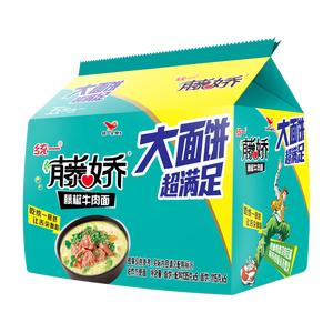 统一藤娇 藤椒牛肉面 大面饼袋装 135g*5袋 五连包 方便面速食面泡面 