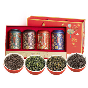 华源（huayuan）乌龙茶（清香型铁观音+浓香型铁观音+大红袍+肉桂）礼盒装年货 1盒*296g