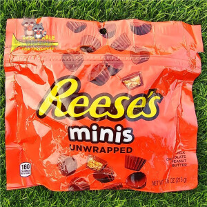 阿弟仔美国好时花生酱夹心巧克力杯HERSHEY REESES PEANUT BUTTER CUPS 215g迷你巧克力杯MINIS UNWRAPP 巧克力色