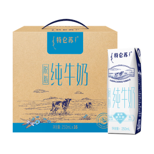 蒙牛特仑苏脱脂纯牛奶 250ml×16盒(3.6g优质乳蛋白) 0脂肪礼盒装