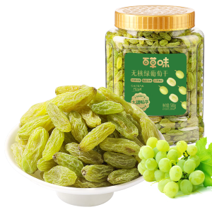 百草味无核绿葡萄干500g罐装新疆吐鲁番特产原料免洗一级大果干零食蜜饯