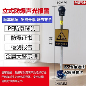 人体静电释放器消除人体静电释放球除静电柱工业触摸式防爆本安型静电释放器智能防静电触摸球标安（BA） 立式防爆声光报警型（304杆）带警示牌