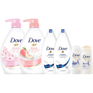 多芬（Dove）清爽滋养沐浴乳套装樱花1kg+白桃1kg 送300g+190g