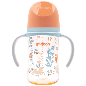 贝亲（Pigeon）PPSU双把手防胀气奶瓶240ml 丛林小兔 M号奶嘴 3月+ AA218