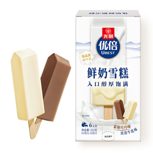 光明牌优倍鲜奶雪糕 42g*6支 慕斯巧巧味 浓浓牛乳味 家庭装冷饮冰淇淋