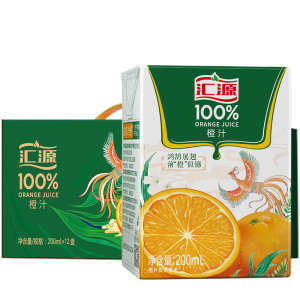 汇源 无添加纯果汁维生素c饮料 礼盒100%橙汁200ml*12盒 整箱礼盒