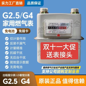 天然气表 G2.5/G4家用煤气表膜式燃气表 家用分表计 G2.5左进气送垫片送钢接头+支架