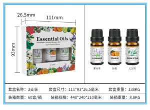 3支装10ML开窗彩色水溶性加湿器香薰精油香薰灯加湿器香薰油套盒 3支装（吸塑套装 国内版