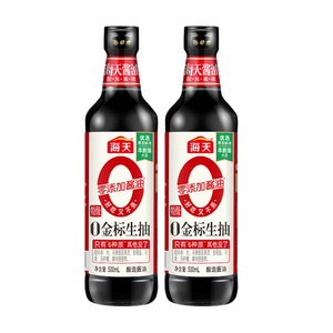 海天 生抽酱油【0添加调味品 特级酱油】500ml*2 金标系列 炒菜提鲜