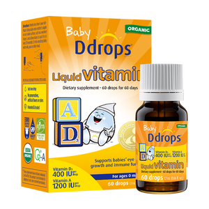 Ddrops滴卓思新生婴幼儿ad 维生素AD 滴剂vd3初生0-1岁400IU无敏原150项