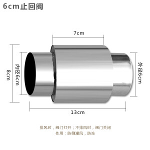 喜来益燃气热水器排烟管不锈钢加长加厚强直排延长排风排气烟囱管道 6cm止回阀（防冻装置）