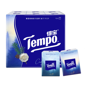 得宝（TEMPO）高定调香 雪松印花手帕纸 4层7张*12包 湿水不破纸巾小包 面巾纸