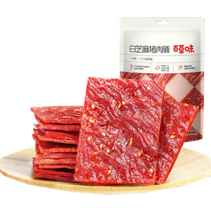 百草味白芝麻猪肉脯60g 肉干肉脯休闲零食小吃猪肉片靖江风味特产