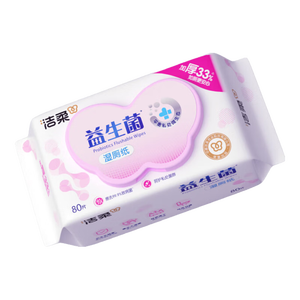 洁柔益生菌湿厕纸80片加厚洁厕湿纸巾厕纸湿巾呵护女性私处超市同款