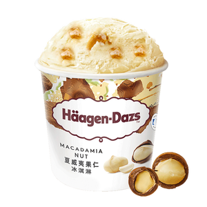 哈根达斯（Haagen-Dazs）夏威夷果仁大桶冰淇淋 473ml/桶 雪糕