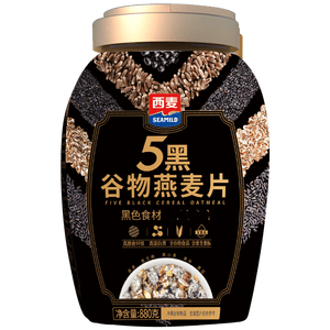 西麦5黑谷物燕麦片880g桶装 谷物代餐即食营养早餐无添加蔗糖