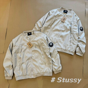 斯图西（stussy）2024秋季男女夹克工装棒球服外套穿轻奢小众斯图西潮牌流痞帅炸街 白灰 M