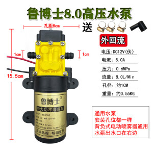 电动喷雾器高压泵12v电机马达配件大全通用打药机大功率双核水泵 鲁博士8.0特大功率高压水泵