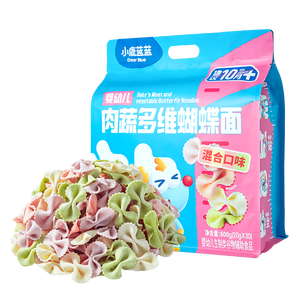 小鹿蓝蓝婴幼儿 肉蔬多维蝴蝶面600g10月+含30小袋婴标辅食营养面超值装