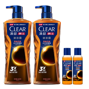 清扬（CLEAR）男士古龙香氛沐浴露雨林秘境木质香氛600g*2+100g*2 