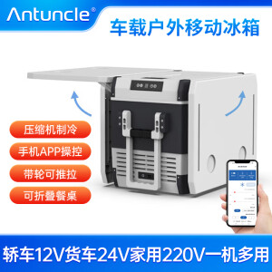 Antuncle车载冰箱车家两用12V24V220V通用压缩机制冷户外野外露营冷藏冷冻 【插电款】 车家两用 APP操控 45L