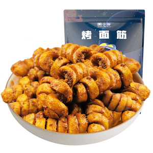 周黑鸭 周小伴 面筋卷 孜然烧烤味零食 孜然辣条 真空小包装160g