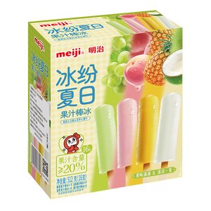 明治果汁棒冰（葡萄、白桃、菠萝、椰子）32g*16支 冰棍 彩盒装