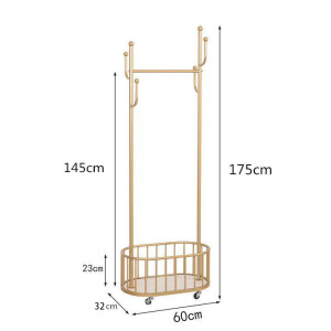 盛源沣轻奢铁艺衣架落地卧室家用置物架简易收纳衣帽架北欧挂衣架 金色 60