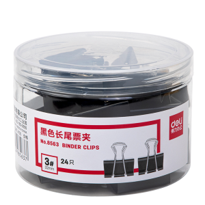 得力（deli）【超级爆款】得力(deli)24只32mm黑色长尾夹票夹 金属燕尾夹票据文件夹子办公 24只/筒 中号8563