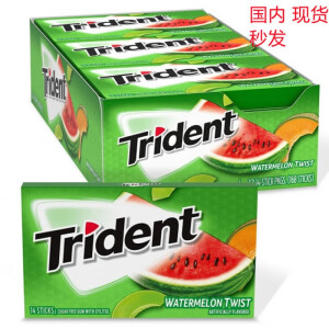 清至（Trident）木糖醇口香糖泡泡糖西瓜哈密瓜包装 12包一盒(每包14片)