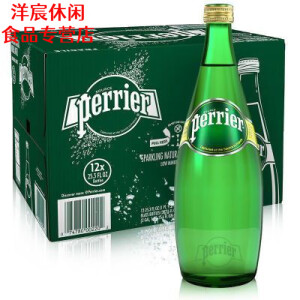 食芳溢巴黎水含气天然矿1泉水原味玻璃瓶装750ml*12瓶/箱 750mL*12瓶